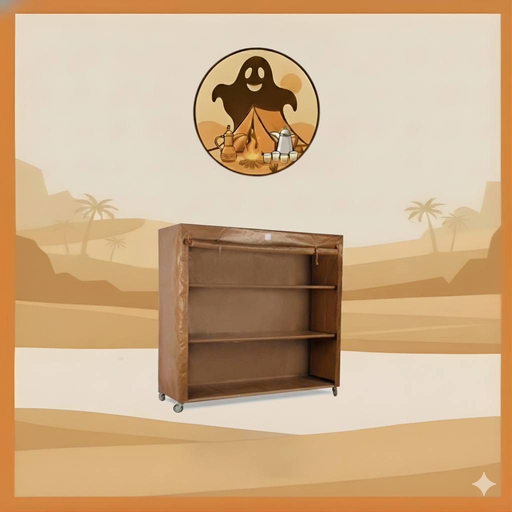 دولاب تخزين قماش بني ثلاث ارفف